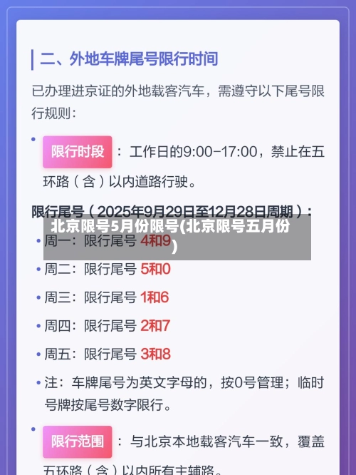 北京限号5月份限号(北京限号五月份)