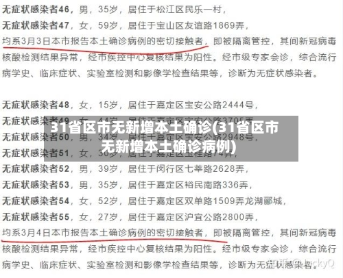 31省区市无新增本土确诊(31省区市无新增本土确诊病例)