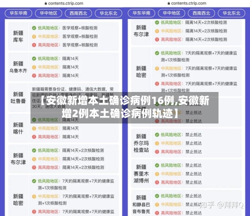 【安徽新增本土确诊病例16例,安徽新增2例本土确诊病例轨迹】