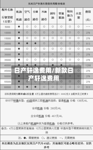 日产轩逸费用/新款日产轩逸费用